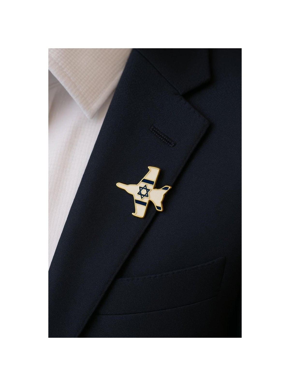 Metal Fighter Jet Lapel Pin with Enamel Israel Flag